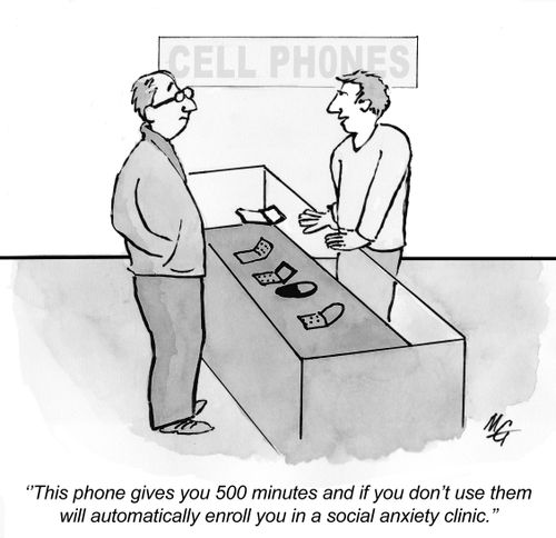 "This phone gives you 500 minutes and if you don't use them will automatically enroll you in a social anxiety clinic."