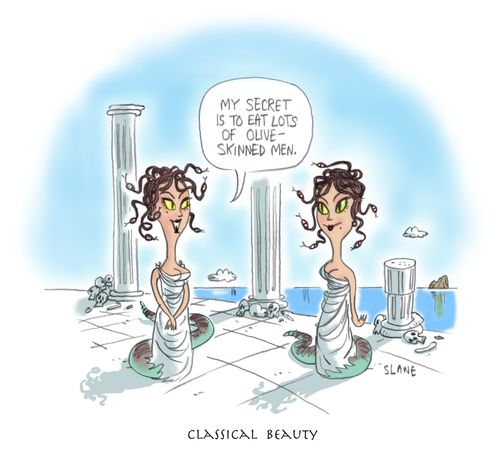Classical Beauty: "My secret is to eat lots of olive-skinned men."