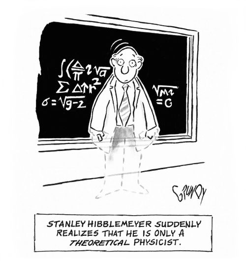 Stanley Hibblemeyer suddenly realizes that he is only a theoretical physicist.