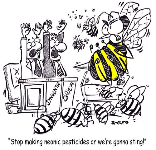 "Stop making neonic pesticides or we're gonna sting!"