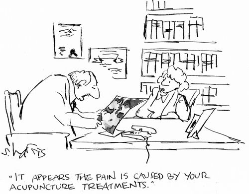 "It appears the pain is caused by your acupuncture treatments."