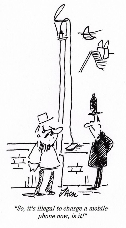 "So, it's illegal to charge a mobile phone now, is it."