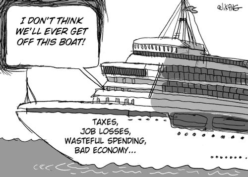 "I don't think we'll ever get off this boat!"