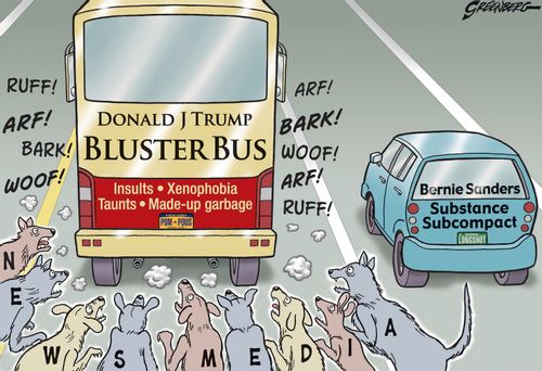 Donald Trump - Bluster Bus and Bernie Sanders- Substance Subcompact