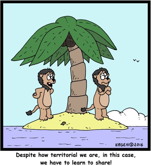 "Despite how territorial we are, in this case, we have to learn to share!"