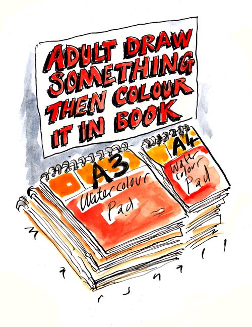 Adult Drawing Something Then Colour It In Book.