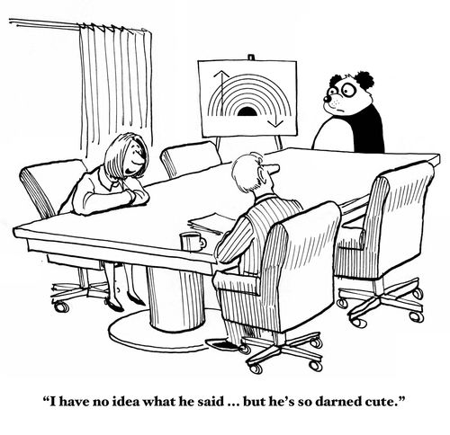 "I've no idea what he said...but he's so darned cute."