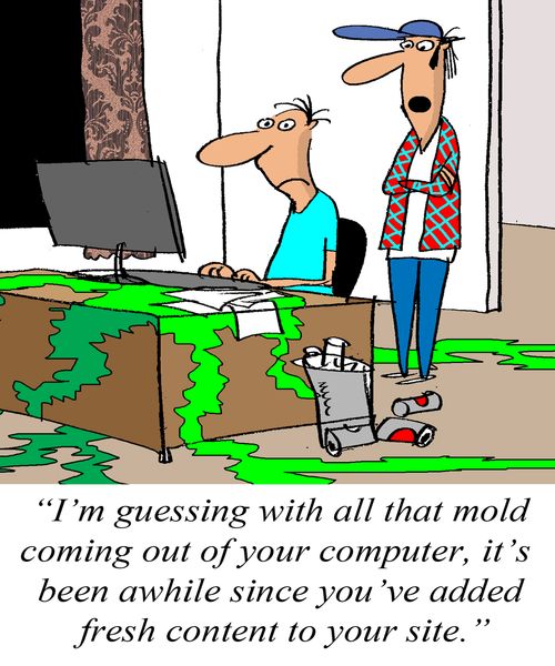 "I'm guessing with all that mold coming out of your computer, it's been awhile since you've added fresh content to your site."