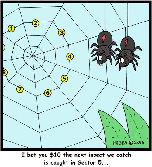 "I bet you $10 the next insect we catch is caught in Sector 5..."