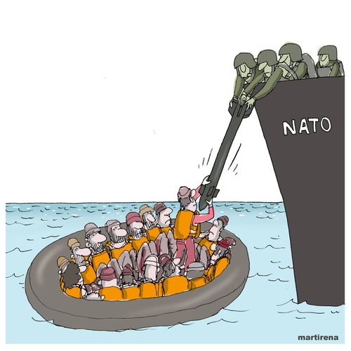 NATO sends ships to try and stop the trafficking of migrants.