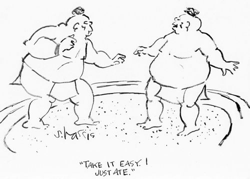 "Take it easy. I just ate."