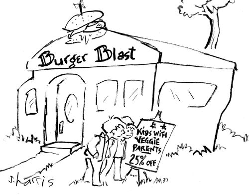 Burger Blast: Kids with veggie parents - 25% off.