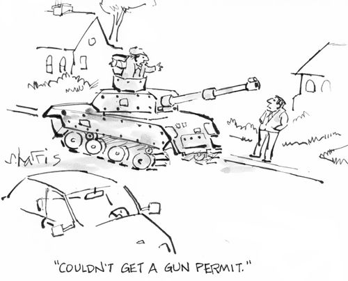 "Couldn't get a gun permit."