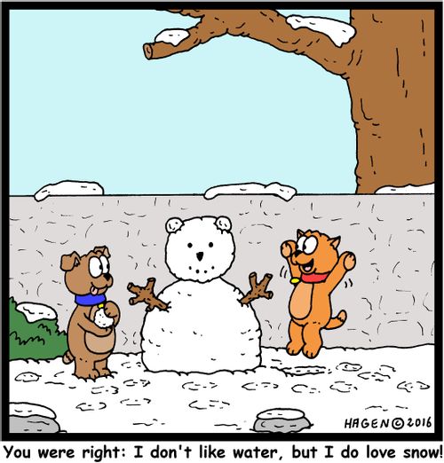 "You were right: I don't like water, but I do love snow!"
