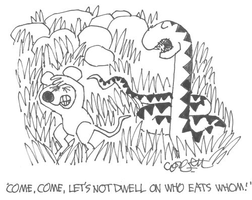"Come, come, let's not dwell on who ears whom!"
