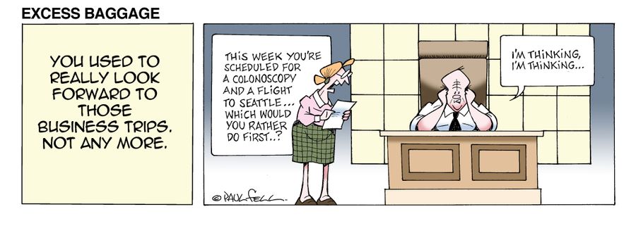 Excess Baggage: You used to really look forward to those business trips. Now any more.