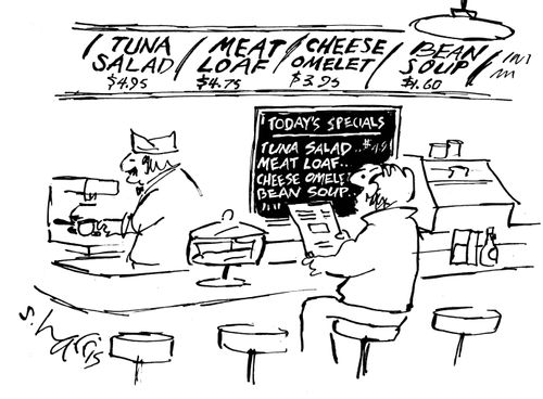 Tuna Salad, Meat Loaf, Cheese Omelet and Bean Soup