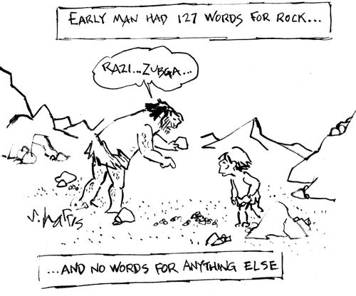 Early man had 127 words for rock...and no words for anything else.