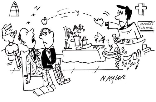Angry vicar wakes up parishioner at the Harvest Festival