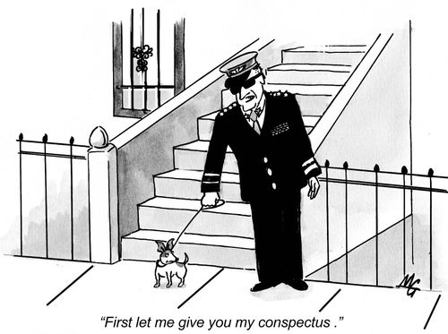 "First let me give you my conspectus."