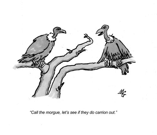 "Call the morgue, let's see if they do carrion out."