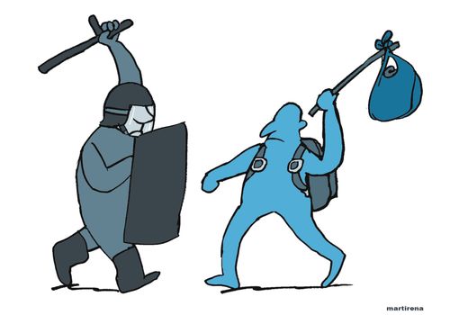 The refugees and the dismantling of the Calais "jungle".