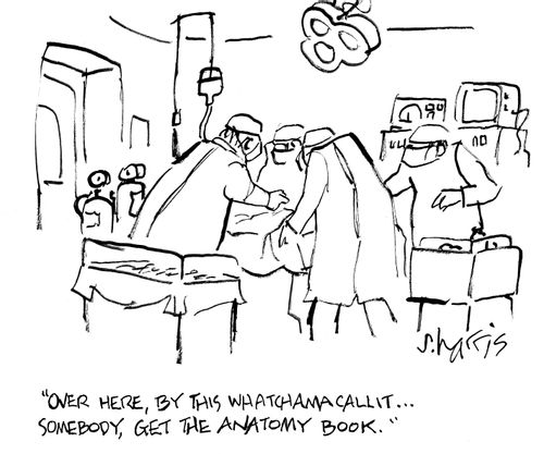 "Over here, by the whatchanacalalit...somebody get the anatomy book."
