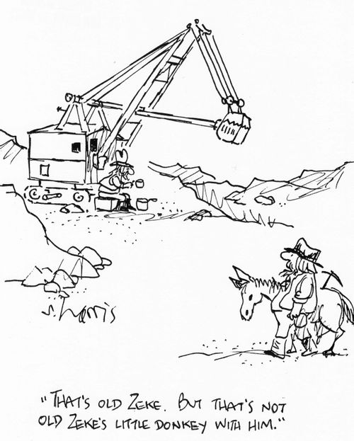 "That's old Zeke. But that's old Zeke's little donkey with him."