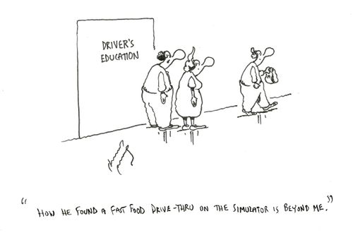 "How he found a fact food drive-thru on the simulator is beyond me."