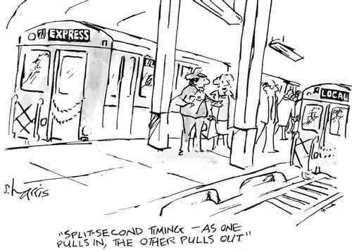 "Split-second timing - as one pulls in, the other pulls out."