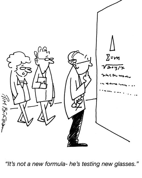 "it's not a new formula - he's testing new glasses."