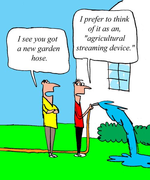 "I saw you got a new garden hose." 