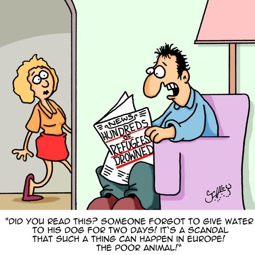 "Did you read this? Someone forgot to give water to his dog for two days! It's a scandal that such a thing can happen in Europe! The poor animal!"