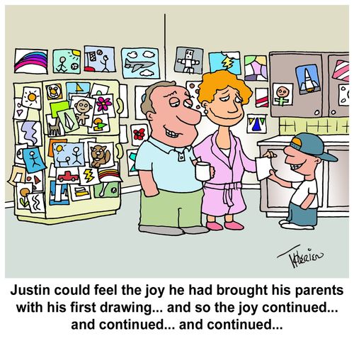 Justin could feel the joy he had brought his parents with his first drawing... and so the joy continued... and continued... and continued...
