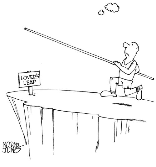 Pole vaulter jumping Lover's Leap.