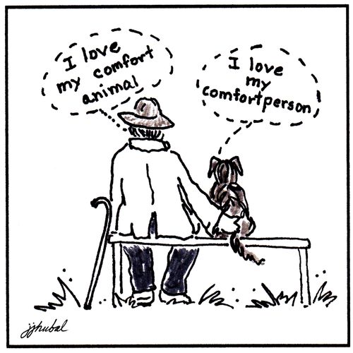 "I love my comfort animal.". . . "I love my comfort person."