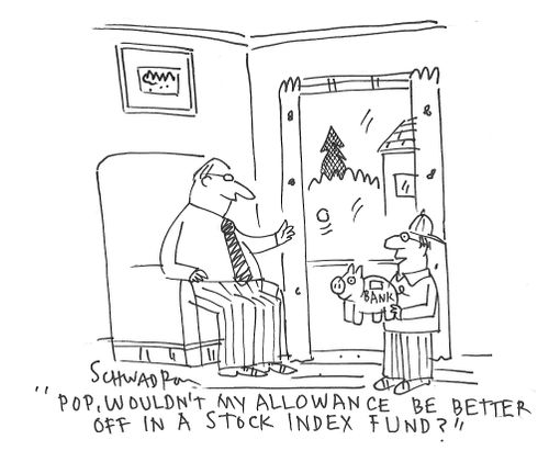 "Pop, wouldn't my allowance be better off in a stock index fund?"