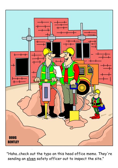 "Haha...check out the typo on this head office memo. They're sending an elven safety officer out to inspect the site."