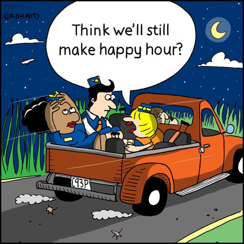 "Think we'll still make happy hour?"