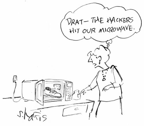 "Drat - the hackers hit our microwave."