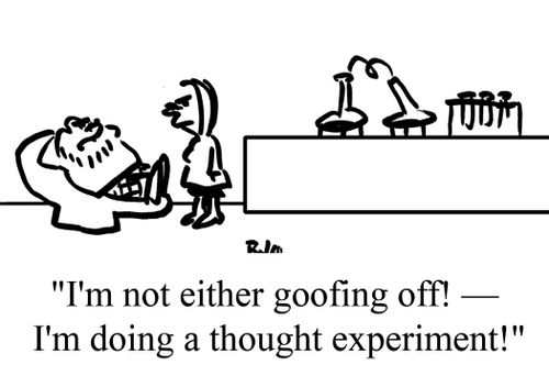 "I'm not either goofing off! - I'm doing a thought experiment!"