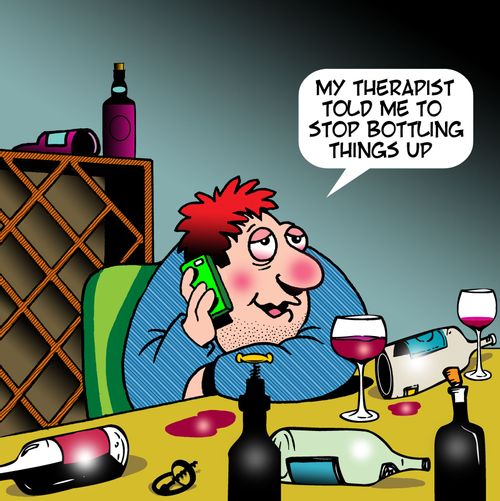 "My therapist told me to stop bottling things up."