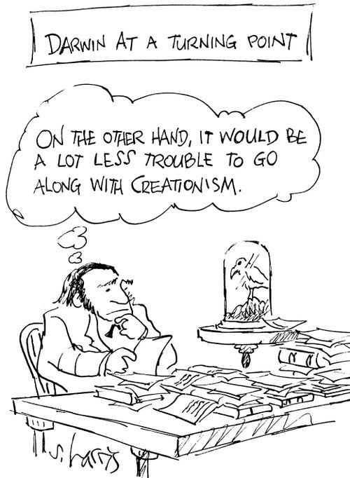 Darwin at a turning point: "On the other hand, it would be a lot less trouble to go along with creationism."