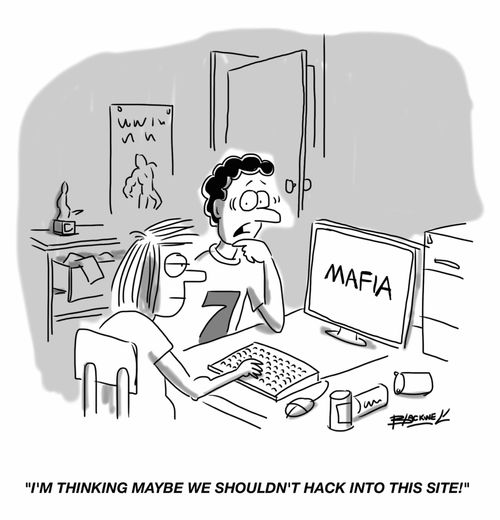 "I'm thinking maybe we shouldn't hack into this site!"