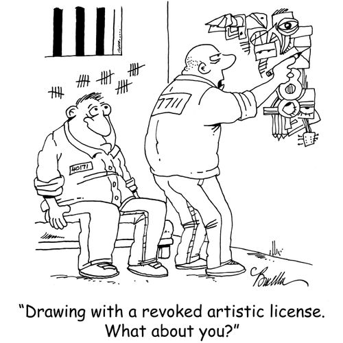 "Drawing with a revoked artistic license. What about you?"