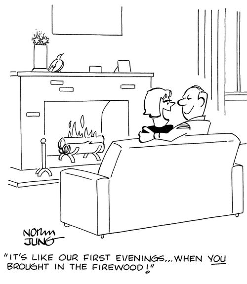 "It's like our first evenings...when YOU brought in the firewood!"