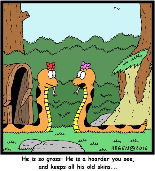 "He is so gross: He is a hoarder you see, and keeps all his old skins..."