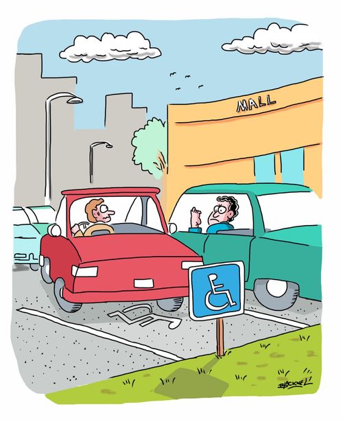 Taking the handicapped spot.