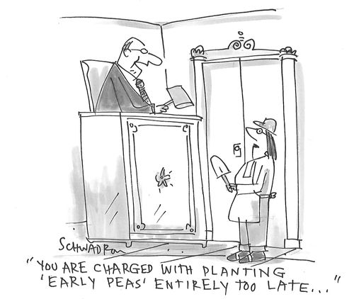"You are charged with planting 'Early Peas' entirely too late..."