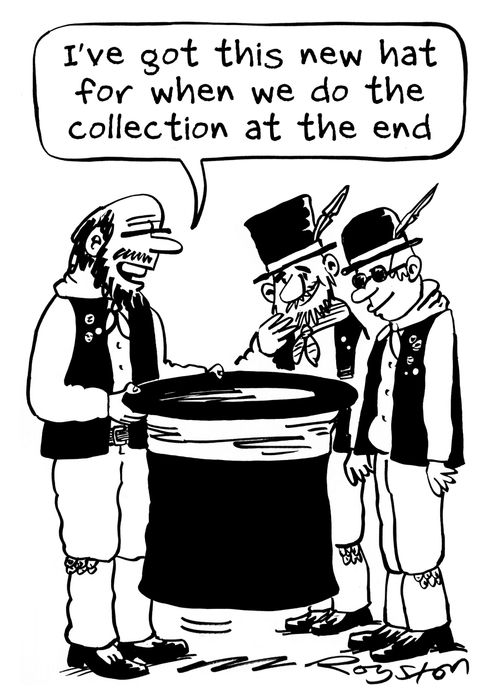"I got this new hat for when we do the collection at the end."